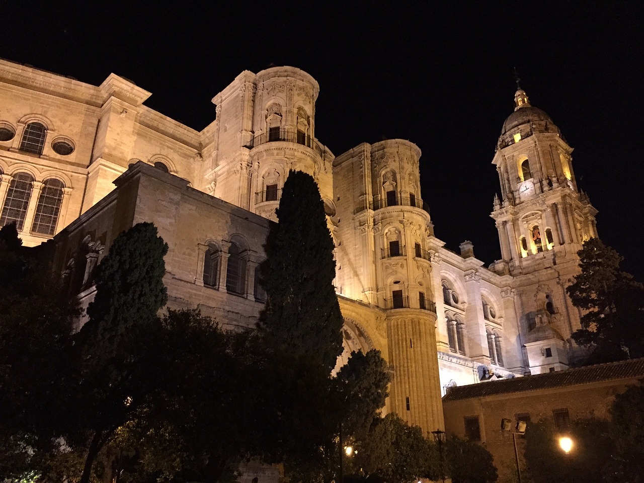 Katedra, Malaga, Naktis, Šventykla, Nemokamos Nuotraukos,  Nemokama Licenzija