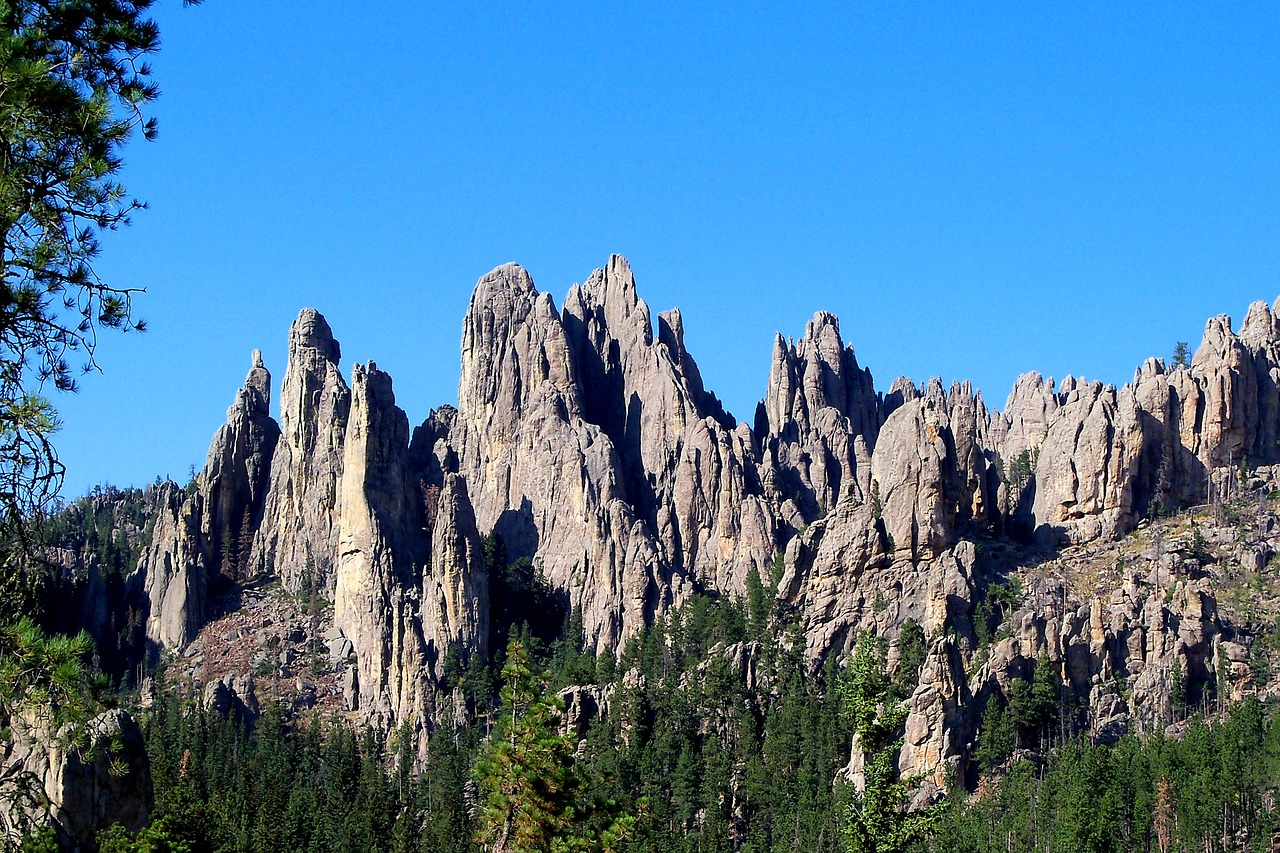 Katedros Uola, Rokas, Formavimas, Geologija, Pietinė Dakota, Juodos Kalvos, Mėlynas Dangus, Kraštovaizdis, Portretas, Usa