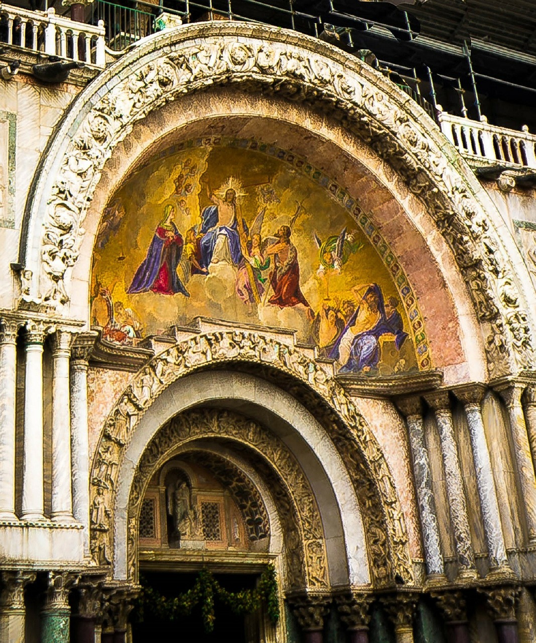 Katedra San Marco, Durys, Venecija, Italy, Piazza San Marco, Architektūra, Venetia, Europa, Ornate, Istorinis
