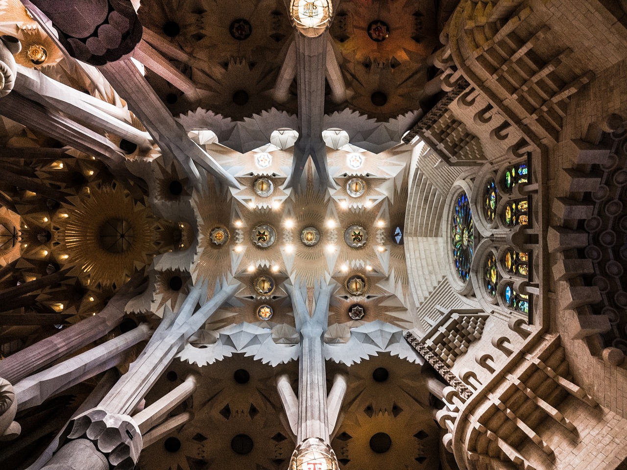 Lubos, Katedra, Sagrada Família, Barcelona, Katalonija, Viduje, Bažnyčia, Struktūra, Katedros Lubos, Perspektyva