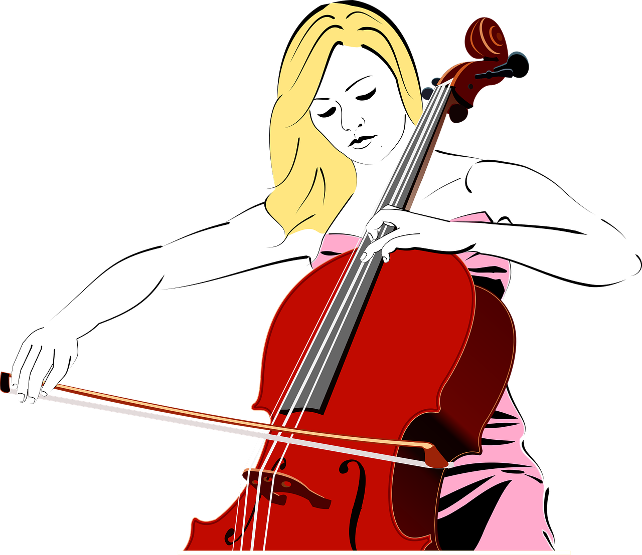 Violončelė, Instrumentas, Muzikinis Instrumentas, Styginis Instrumentas, Koncertas, Klasikinis, Moteris, Blondinė, Suknelė, Melodija