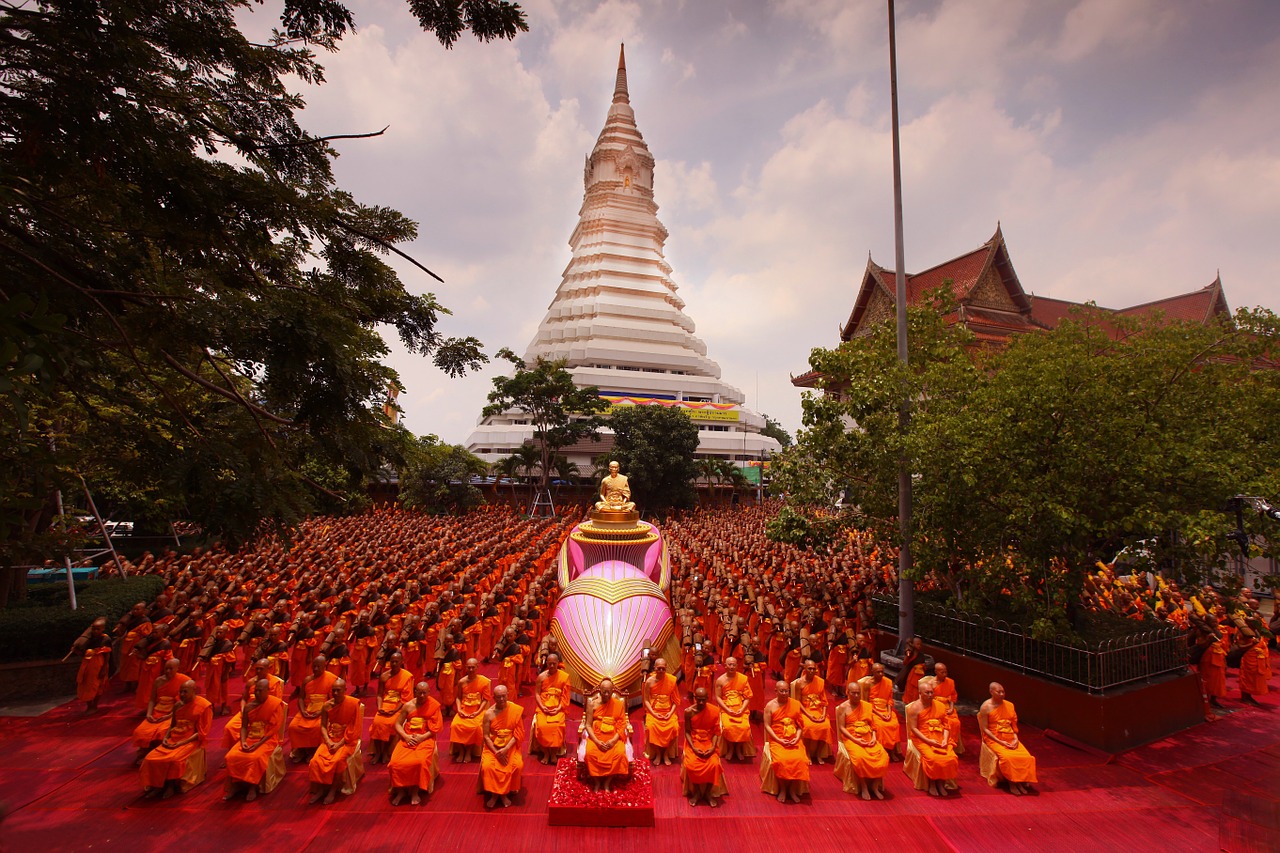 Ceremonija, Aukščiausiasis Patriarchas, Budistams, Patriarchas, Kunigai, Vienuolis, Oranžinė, Drabužiai, Tailandas, Asija