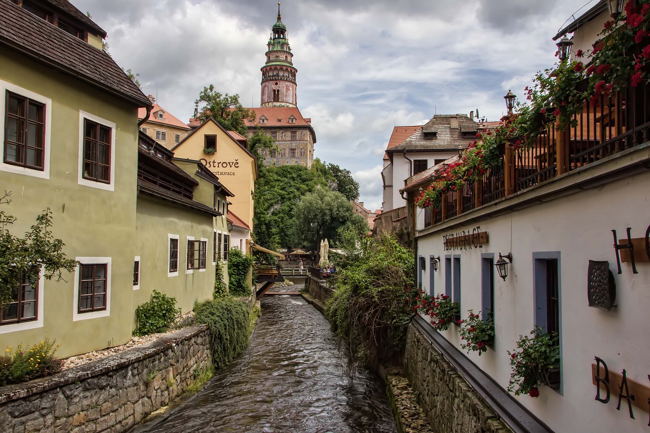 Český Krumlov, Čekijos Respublika, Miestas, Šalis, Vaizdas, Stogas, Peržiūros, Debesys, Upė, Unesco