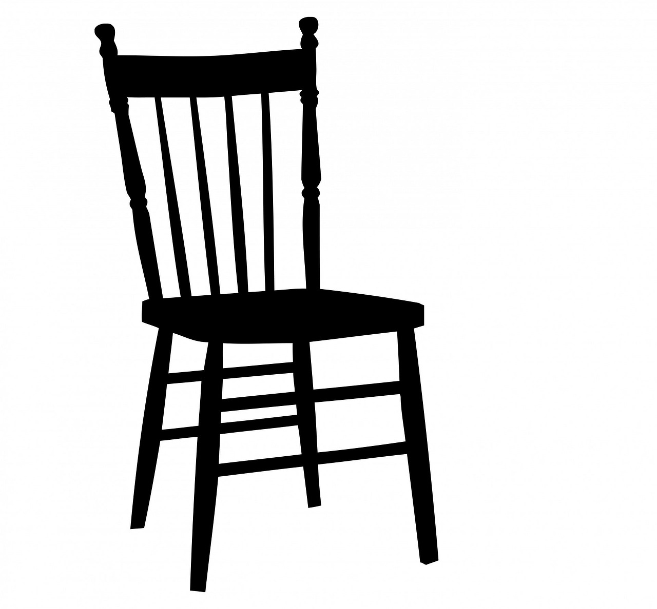 Kėdė, Medinis, Sunku, Sėdynė, Sėdimosios Vietos, Baldai, Mediena, Juoda, Siluetas, Balta
