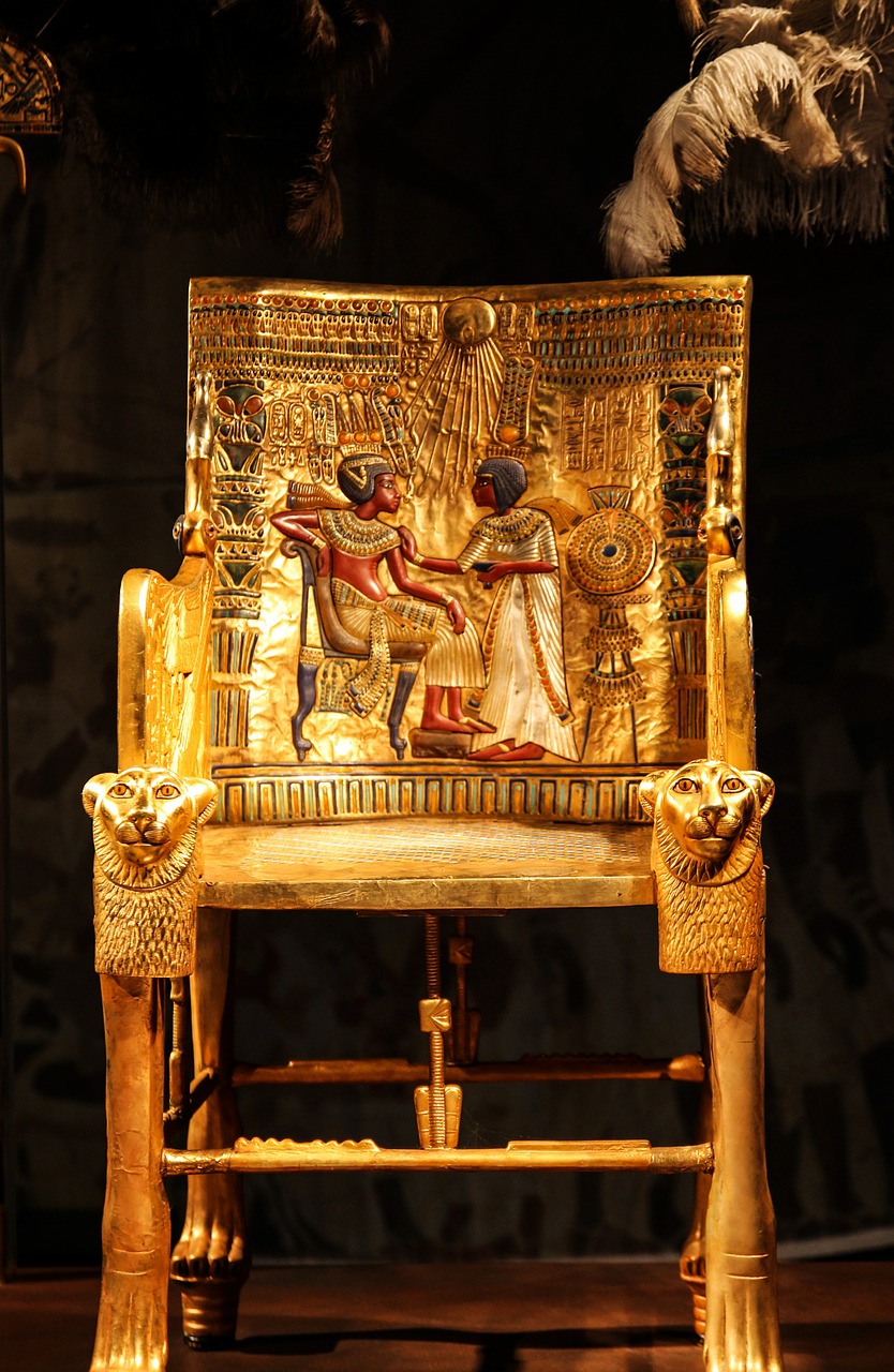 Kėdė, Auksinis, Papuoštas, Vertingas, Lobis, Egiptas, Pharaonic, Luxor, Kapas, Tutankhamun