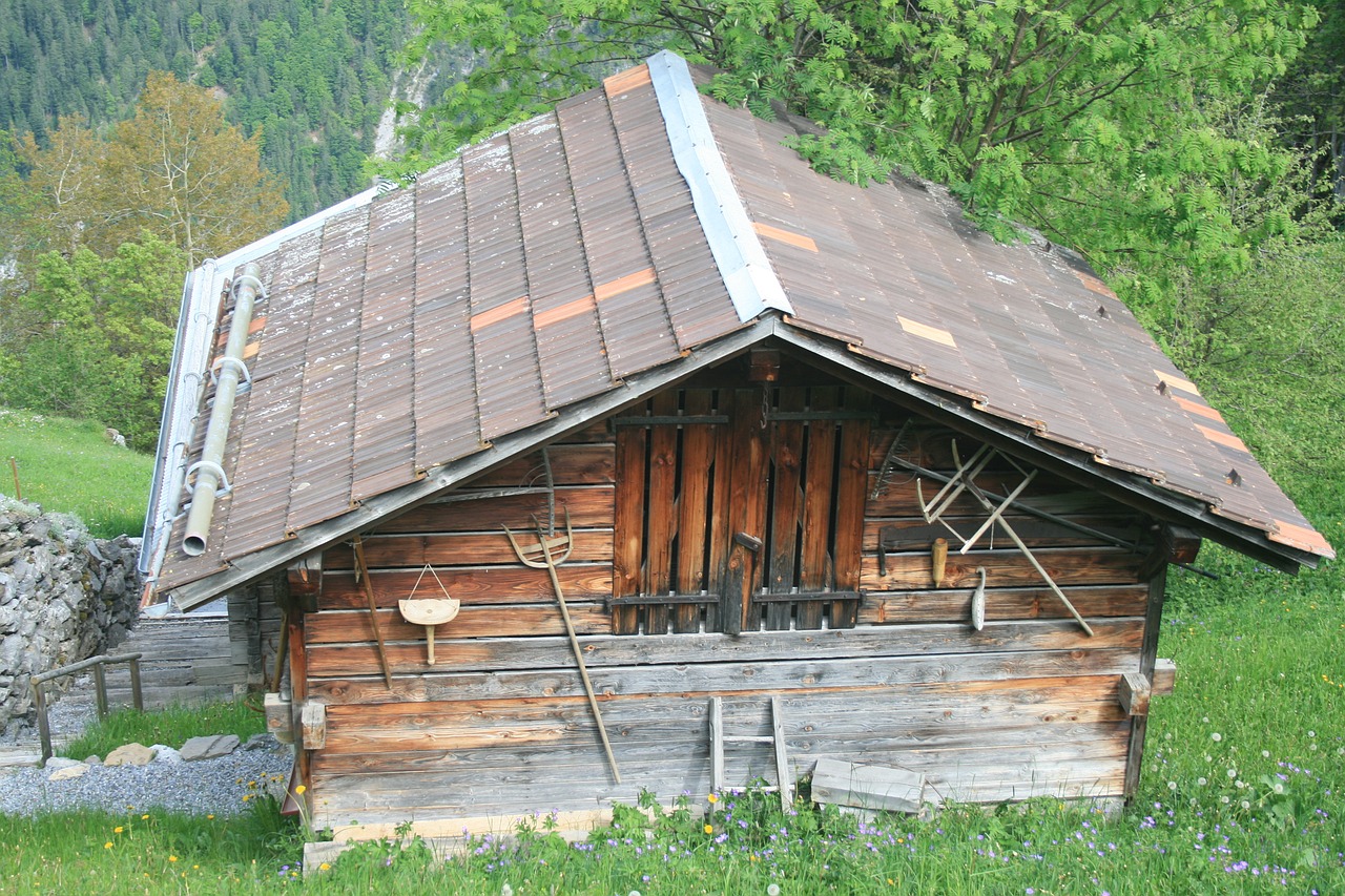 Chalet, Swiss, Mediena, Alpės, Šveicarija, Alpių, Gamta, Kalnas, Kaimas, Tradicinis