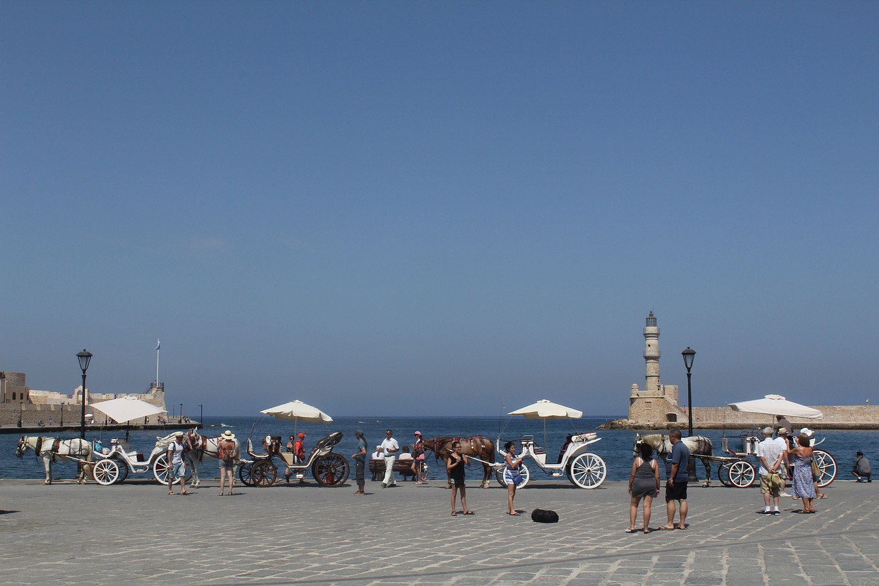 Chania, Χανιά, Kanapės, Hanya, Crete, Senamiestis, Vaizdas, Jūra, Arkliai, Gatvė