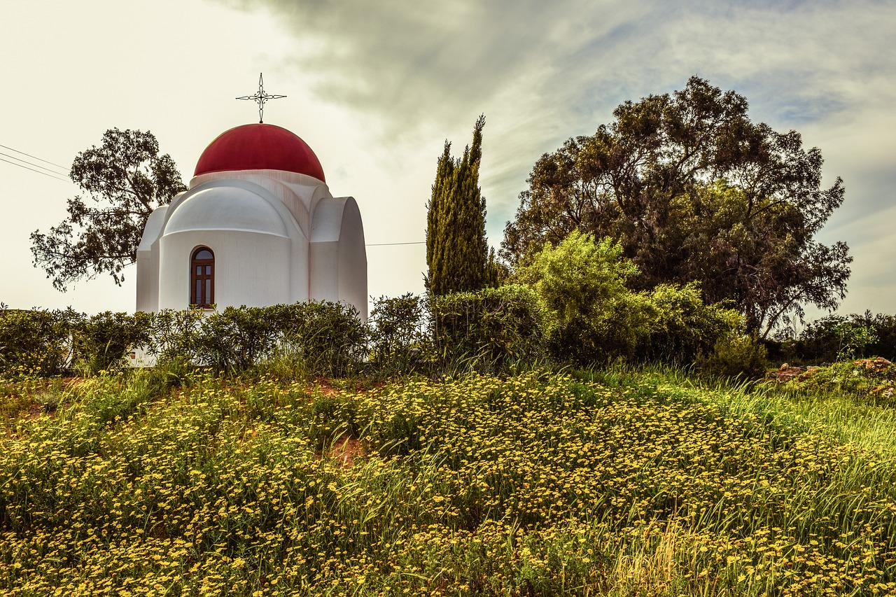 Koplyčia, Pavasaris, Bažnyčia, Religija, Krikščionybė, Kraštovaizdis, Kaimas, Peizažas, Ayios Georgios, Paralimni