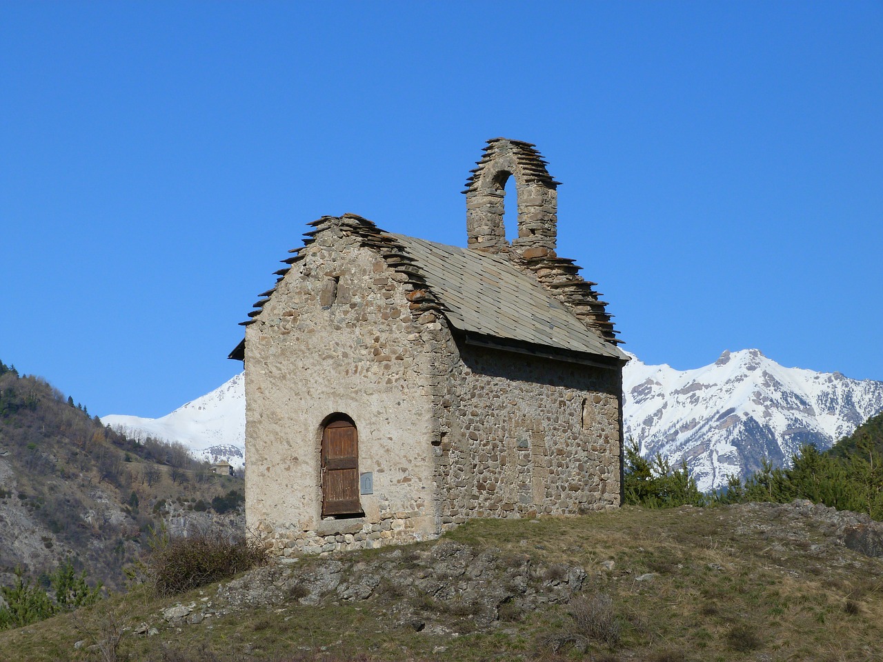 Koplyčia, Kalnas, Alpės, Mažas, Izoliuotas, Kraštovaizdis, Pavasaris, Hautes Alpes, Pastatas, Buvęs