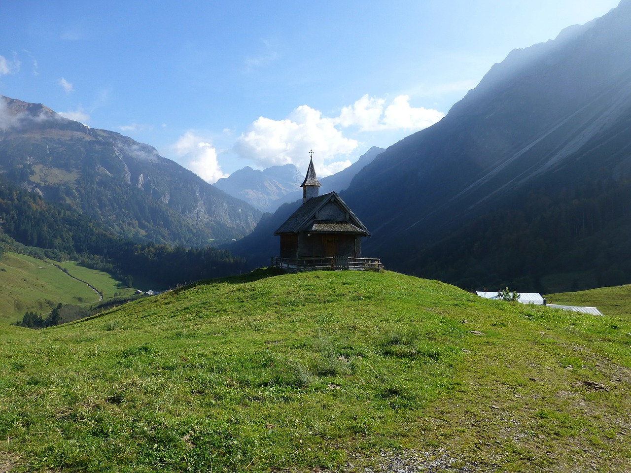 Koplyčia, Žygiai, Kalnai, Alpių, Gamta, Kraštovaizdis, Poilsis, Pieva, Abendstimmung, Austria