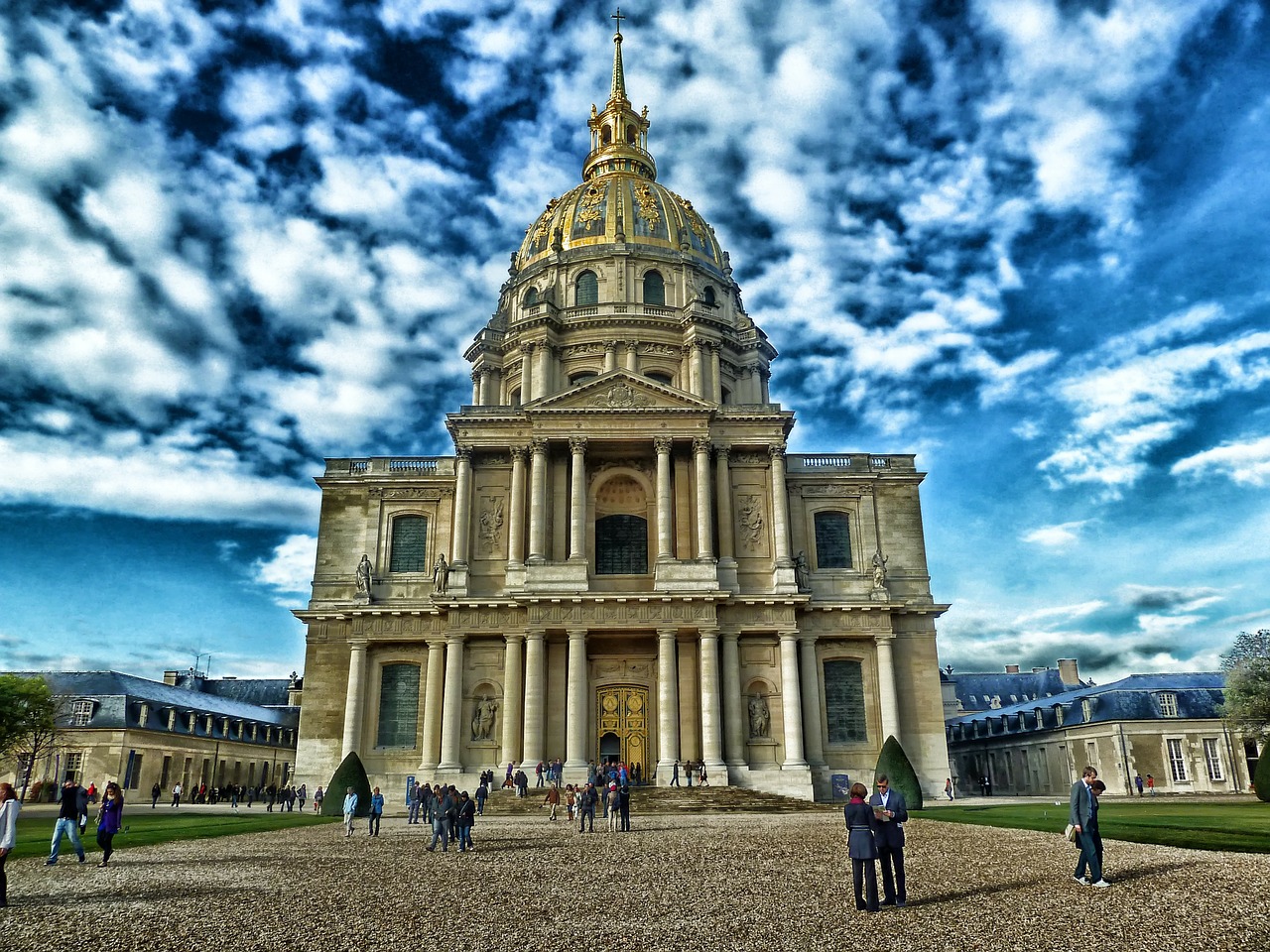 Švento-Louis-Des-Invalides Koplyčia, Paris, France, Katedra, Bažnyčia, Hdr, Architektūra, Orientyras, Takas, Plaza