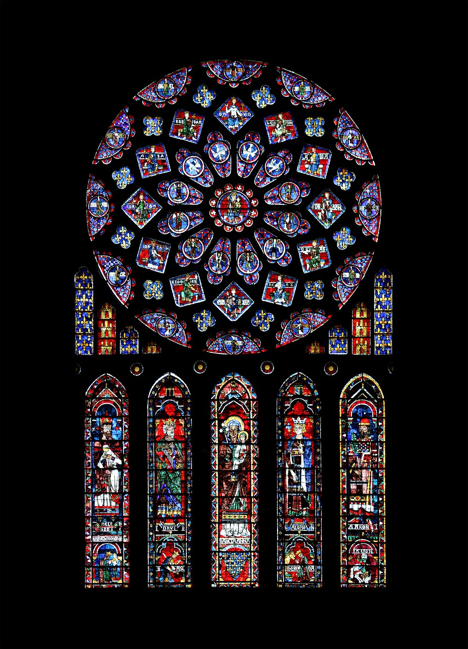 Chartres, Katalikų, Rozetė, Katedra, Notre Dame De Chartres, Lancet Window, Stiklo Langas, Langų Dažymas, Vitražas, Notre Dame