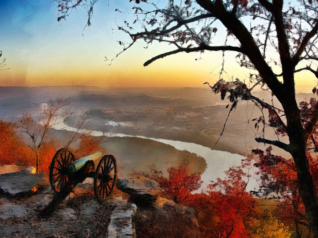 Chattanooga, Tennessee, Miestas, Miestai, Miesto, Vaizdas, Hdr, Patranka, Karinis Parkas, Saulėlydis