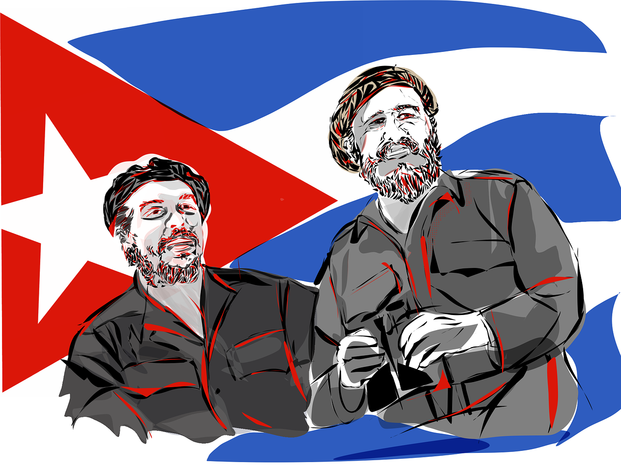 Che, Fidel, Kuba, Castro, Portretas, Komunizmas, Pagrindinis, Politikė, Piešimas, Vektorius