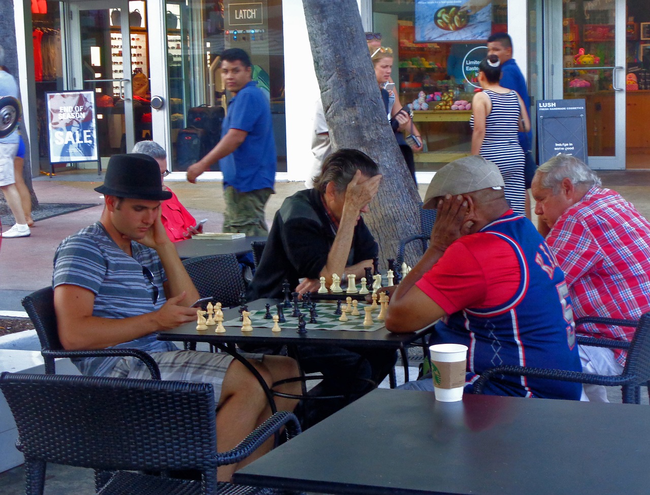 Šachmatai, Žaisti, Žmonės, Mąstymas, Nuobodžiaujantis, Pietų Paplūdimys Miami, Lenta, Žaidimas, Koncentracija, Minios