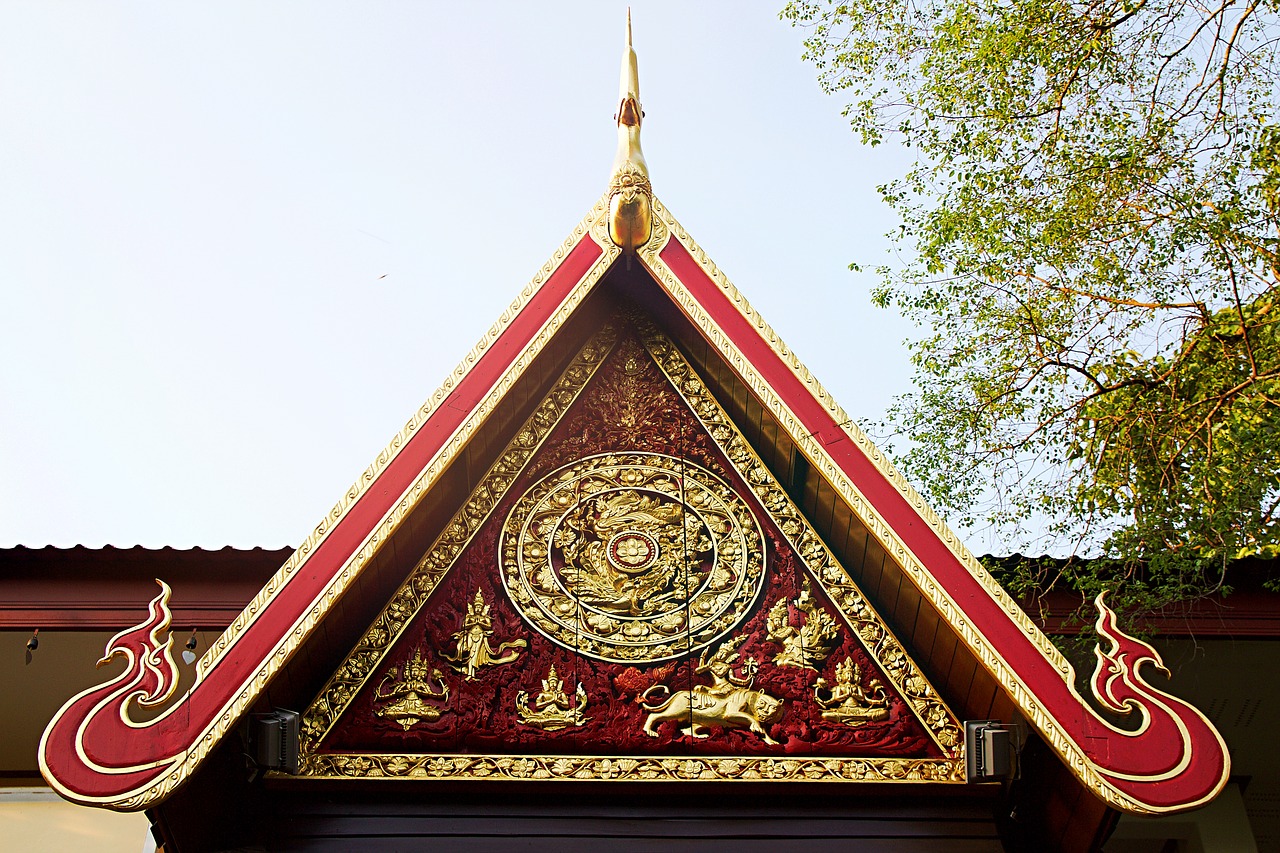 Chiang Rai, Tailandas, Wat, Šventykla, Asija, Budizmas, Namai, Architektūra, Šventyklos Kompleksas, Trikampis