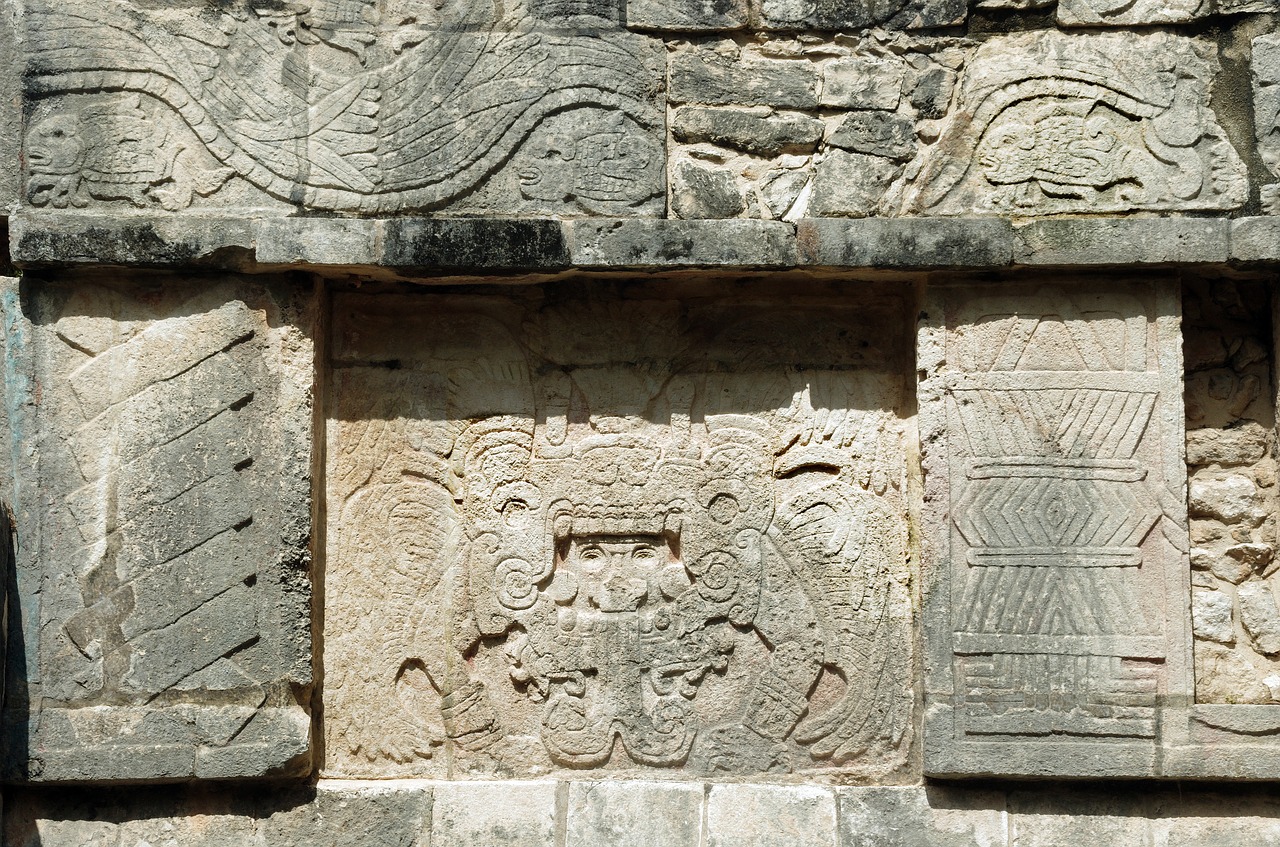Chichen Itza, Yukatanas, Maya, Karys, Siena, Apdaila, Dekoruoti, Pre-Columbian Art, Meksika, Nemokamos Nuotraukos