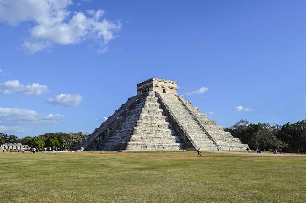 Chichen Itza, Yukatanas, Piramidės, Maya, Meksikietis, Meksika, Savaitgalis, Saulė, Mėlynas, Kultūra