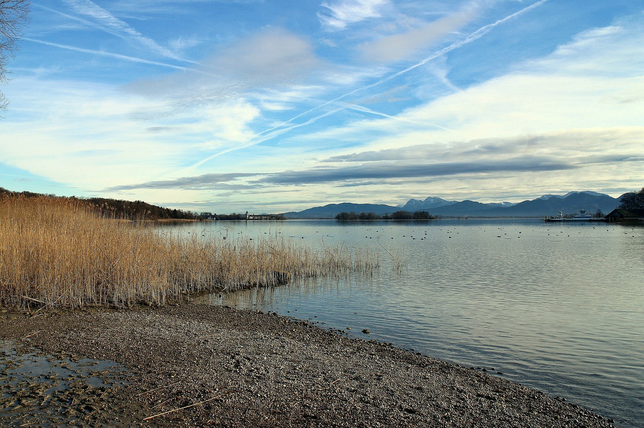 Chiemgau, Chiemsee, Kraštovaizdis, Dangus, Mėlynas, Debesys, Toli, Nuotaika, Numatymas, Apžvalga