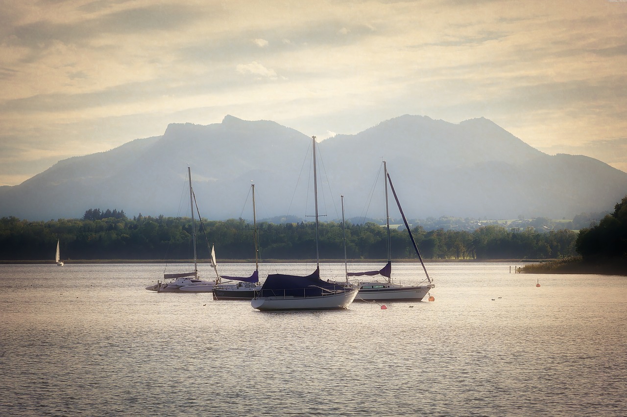 Chiemsee, Burlaiviai, Vanduo, Ežeras, Laisvalaikis, Gamta, Dangus, Buriu, Viršutinė Bavarija, Šventė