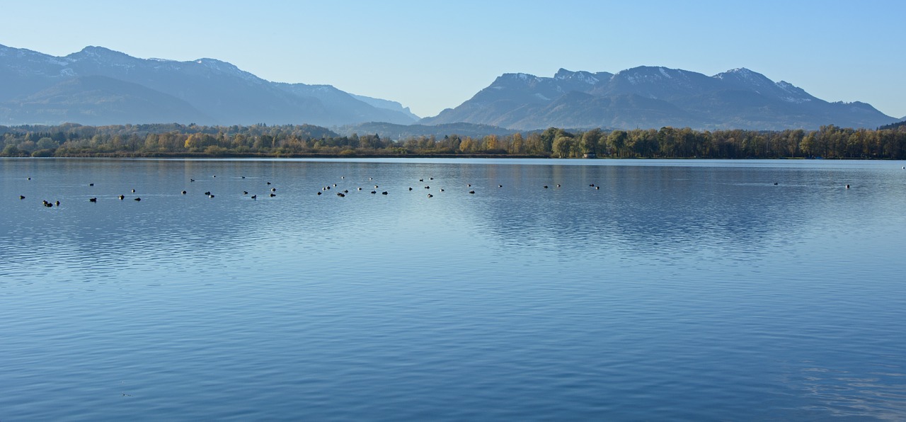 Chiemsee, Kraštovaizdis, Gamta, Ežeras, Vanduo, Mėlynas, Dangus, Kalnai, Vaizdas, Taikus