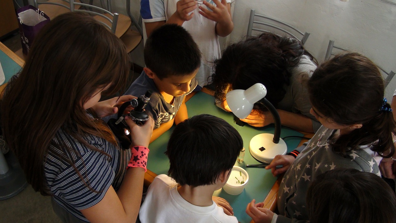 Vaikai, Jie Tiria, Mikroskopas, Grupė, Mokslas, Nemokamos Nuotraukos,  Nemokama Licenzija
