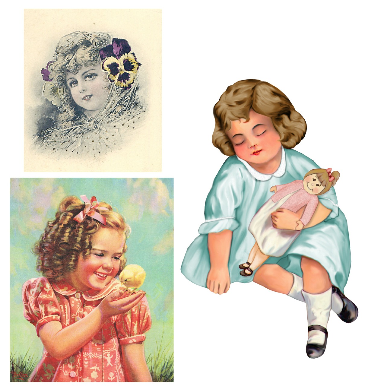 Vaikai, Vintage, Derliaus Vaikai, Senovinis, Victorian, Mielas, Mergaitė, Lėlės, Menas, Nemokamos Nuotraukos