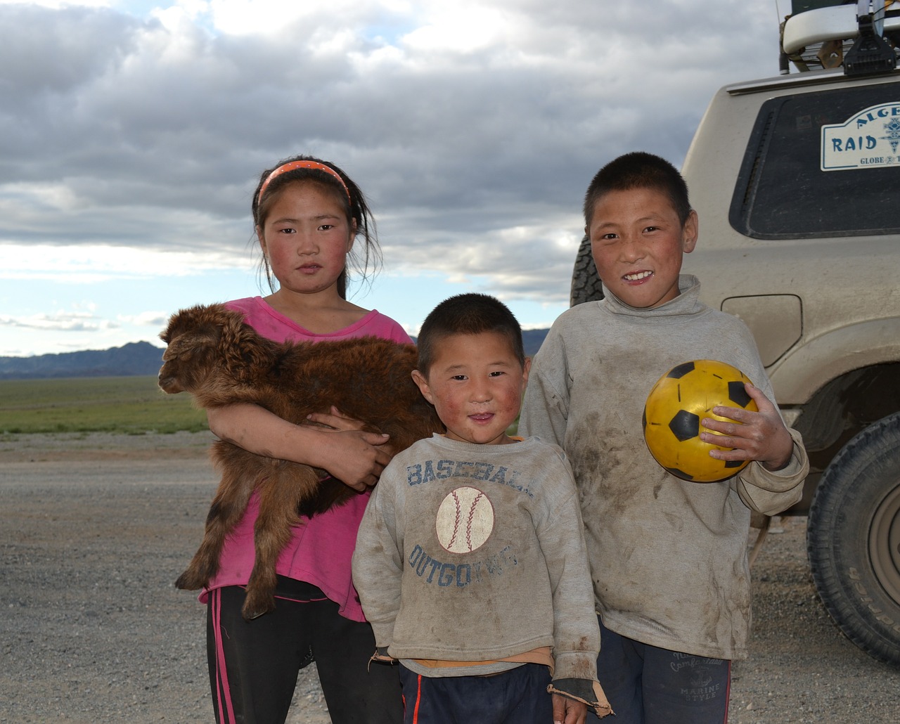 Vaikai, Mongolija, Altay, Stepė, Nemokamos Nuotraukos,  Nemokama Licenzija