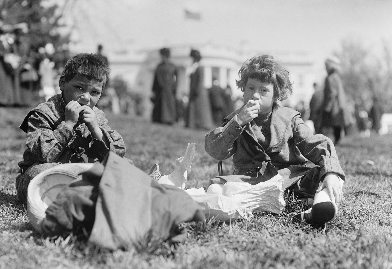 Vaikai, Valgyti, Sėdėti, Amerikietis, Usa, Juoda Ir Balta, 1911, Baltas Namas, Hoodlums, Piktadarys