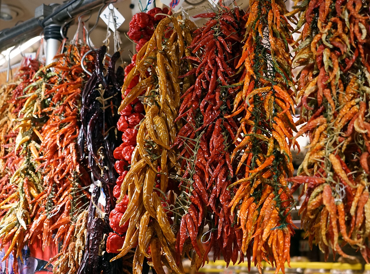 Čili, Prieskoniai, Turgus, Prekystalis, Paprika, Paprika, Maistas, Pipirai, Pepperoni, Ankštiniai