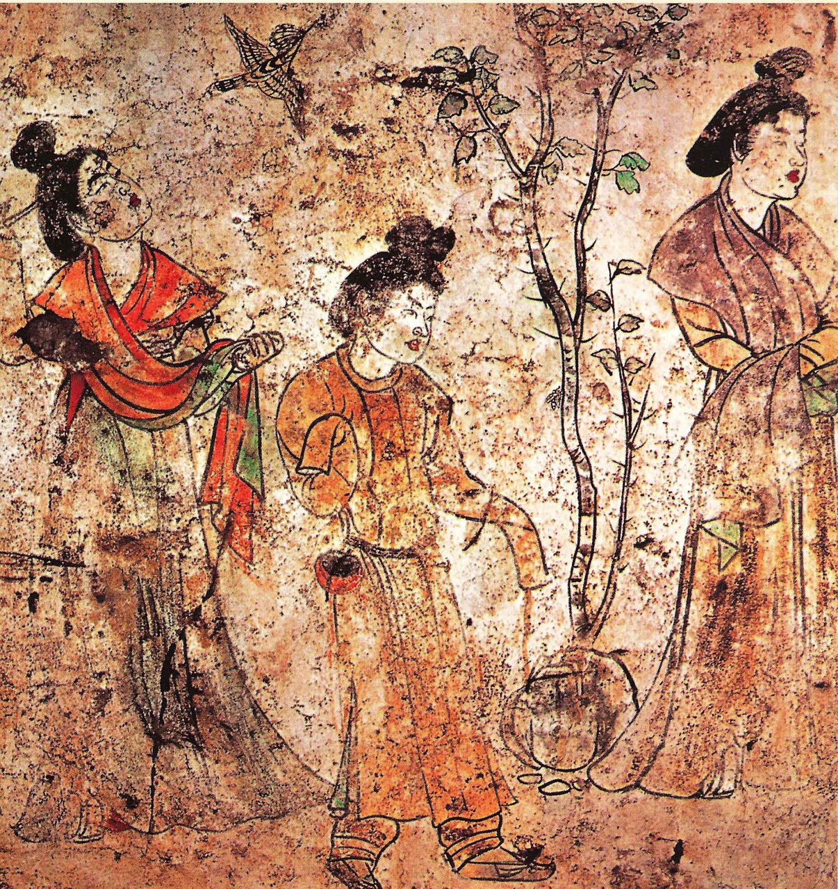 Kinų Freska, Dysnatie Tang, Kapas Li Xian, Rūmų Moterys, Elegantiškas Sode, Atradimas, Princas Li Xuan Kapas, Qianling Mauzoliejus, Tapyba Ant Sienos, Kinų Menas