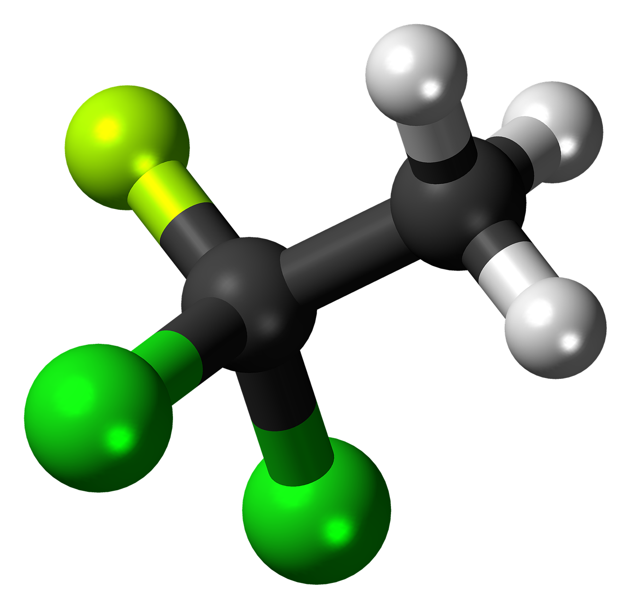 Chlorfluorangliavandenilis, Dichloras, Fluoroetanas, Rutulys, Stick, Modelis, Molekulė, Cheminis, Struktūra, Atomai