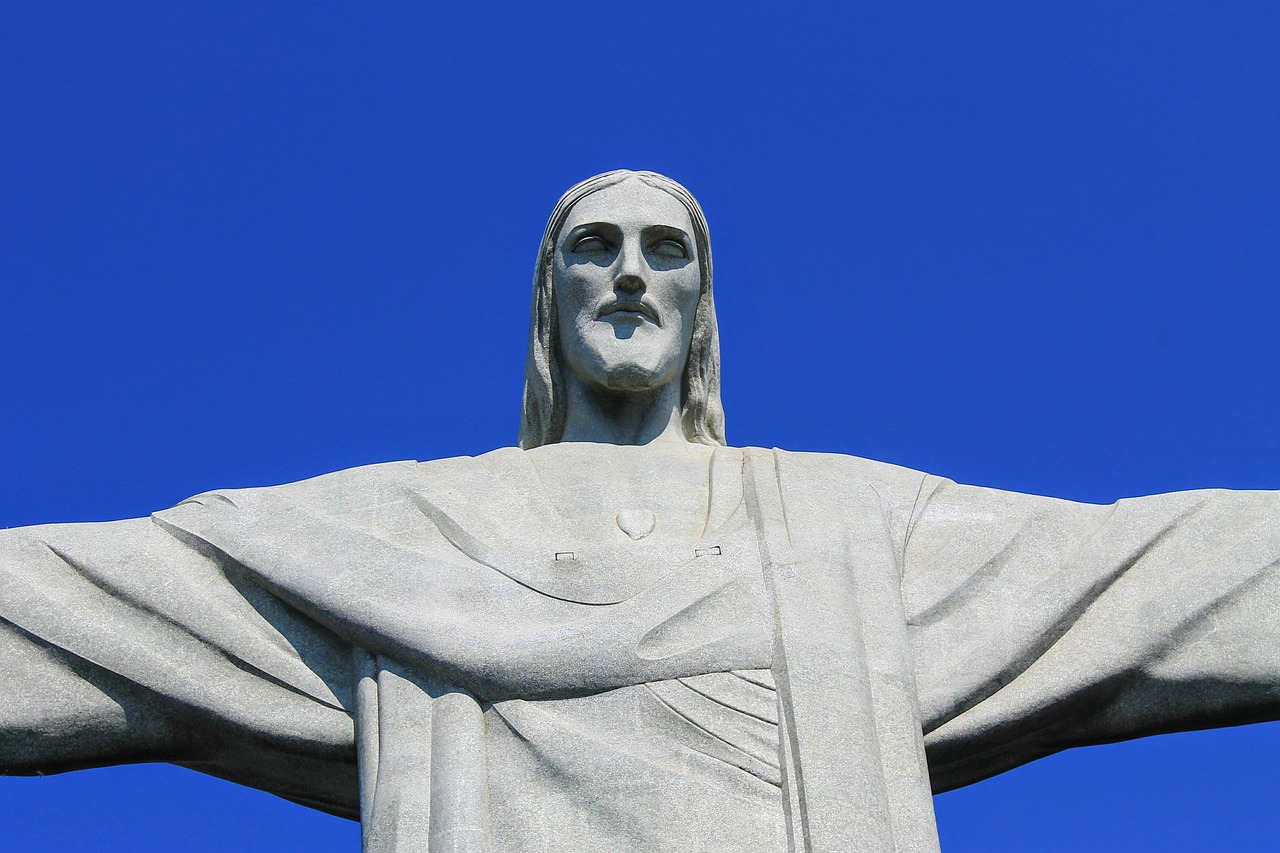 Kristus,  Kristus Atpirkėjas,  Brazilija,  Rio De Žaneiras Atostogos,  Dangus,  Skulptūra,  Dievas,  Statula,  Mėlyna,  Veidas
