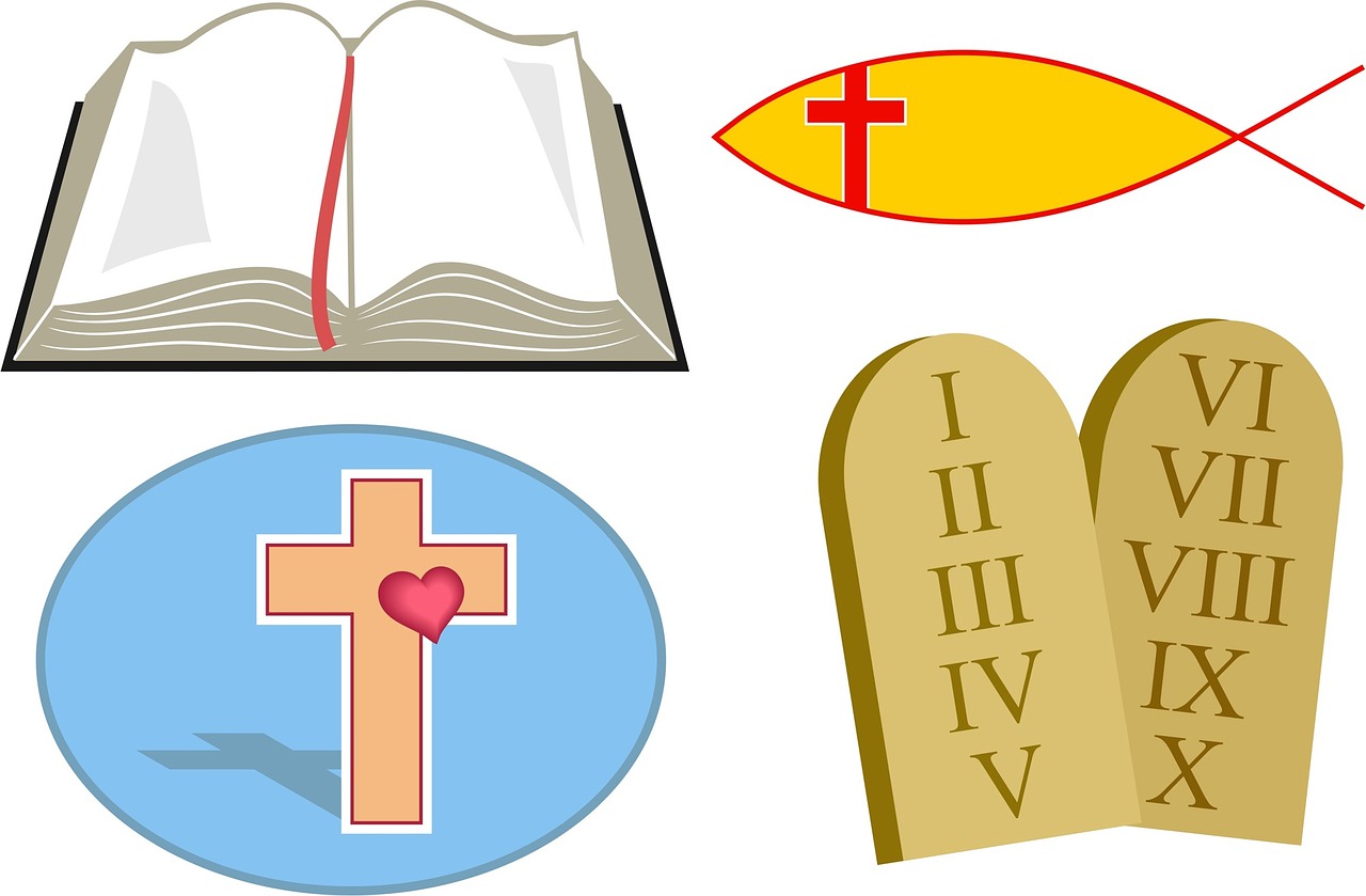 Krikščionis, Krikščionybė, Religija, Religinis, Tikėjimas, Piktogramos, Nustatyti, Biblija, Kirsti, Dešimt Įsakymų