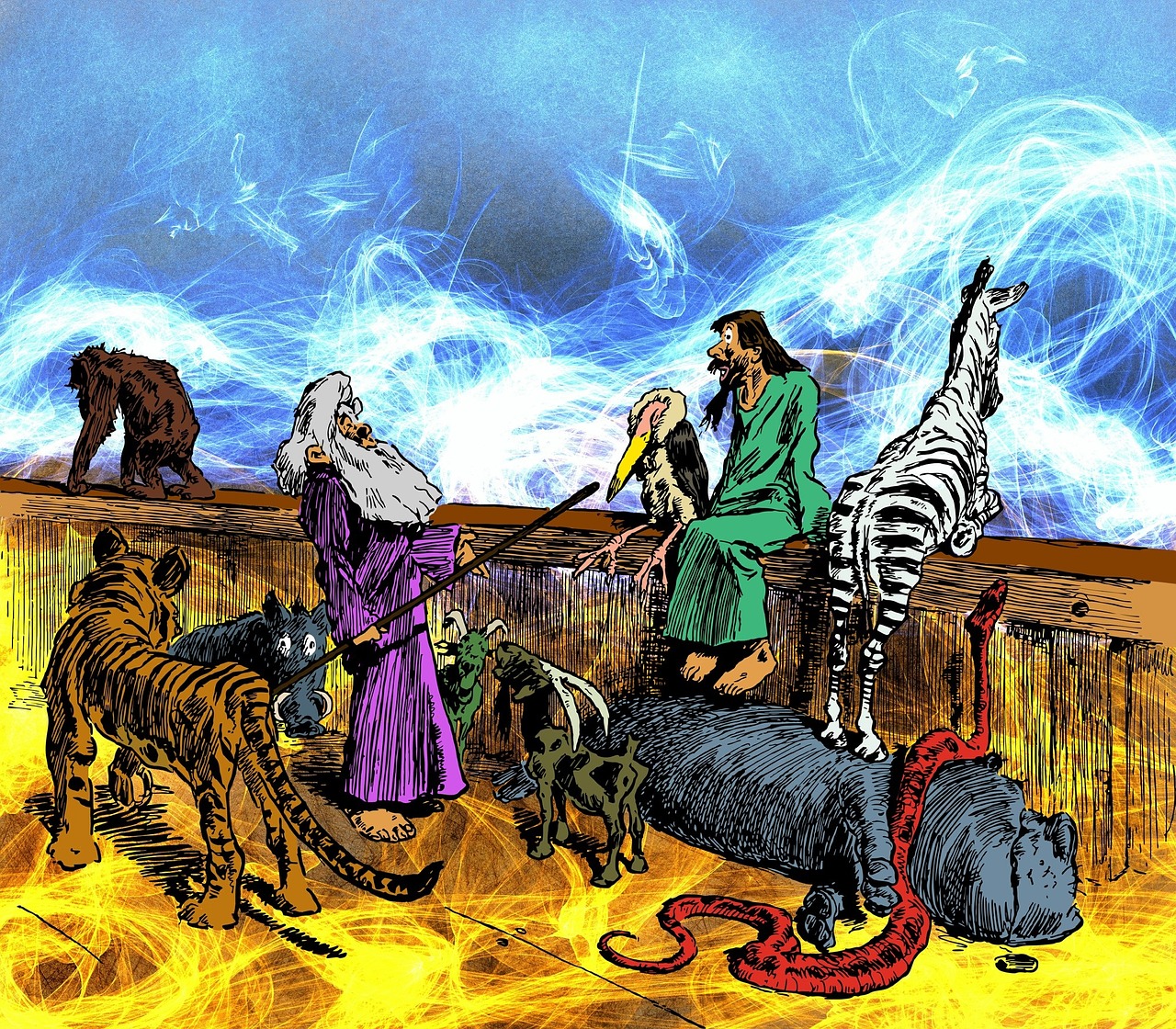 Krikščionis, Krikščionybė, Religija, Religinis, Tikėjimas, Noah, Arka, Nojaus Arka, Gyvūnai, Valtis