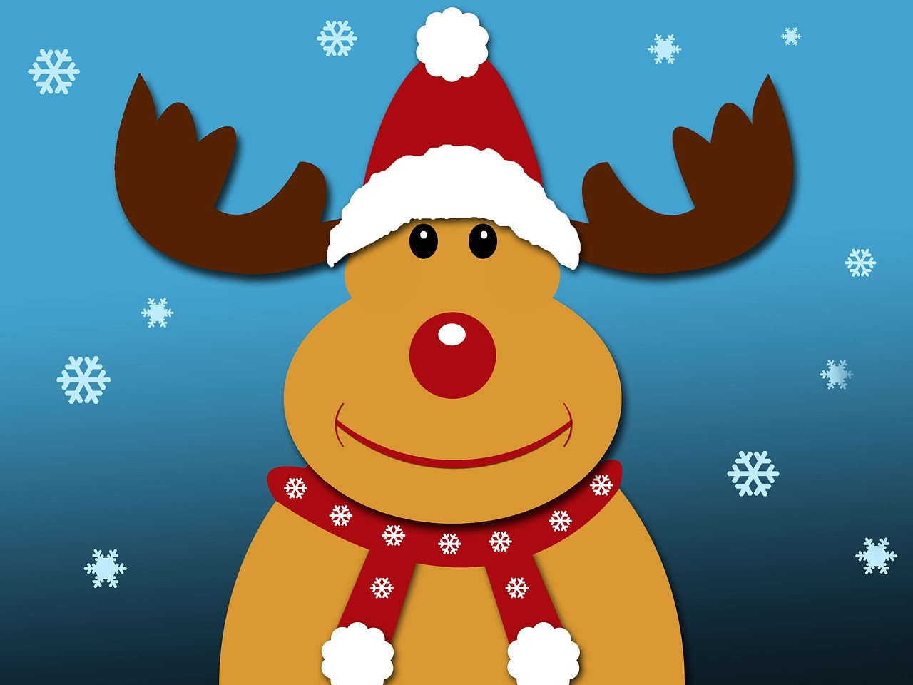 Kalėdos, Šiaurės Elniai, Rudolph, Snaigės, Modelis, Fonas, Menas, Mielas, Raudona, Nosis