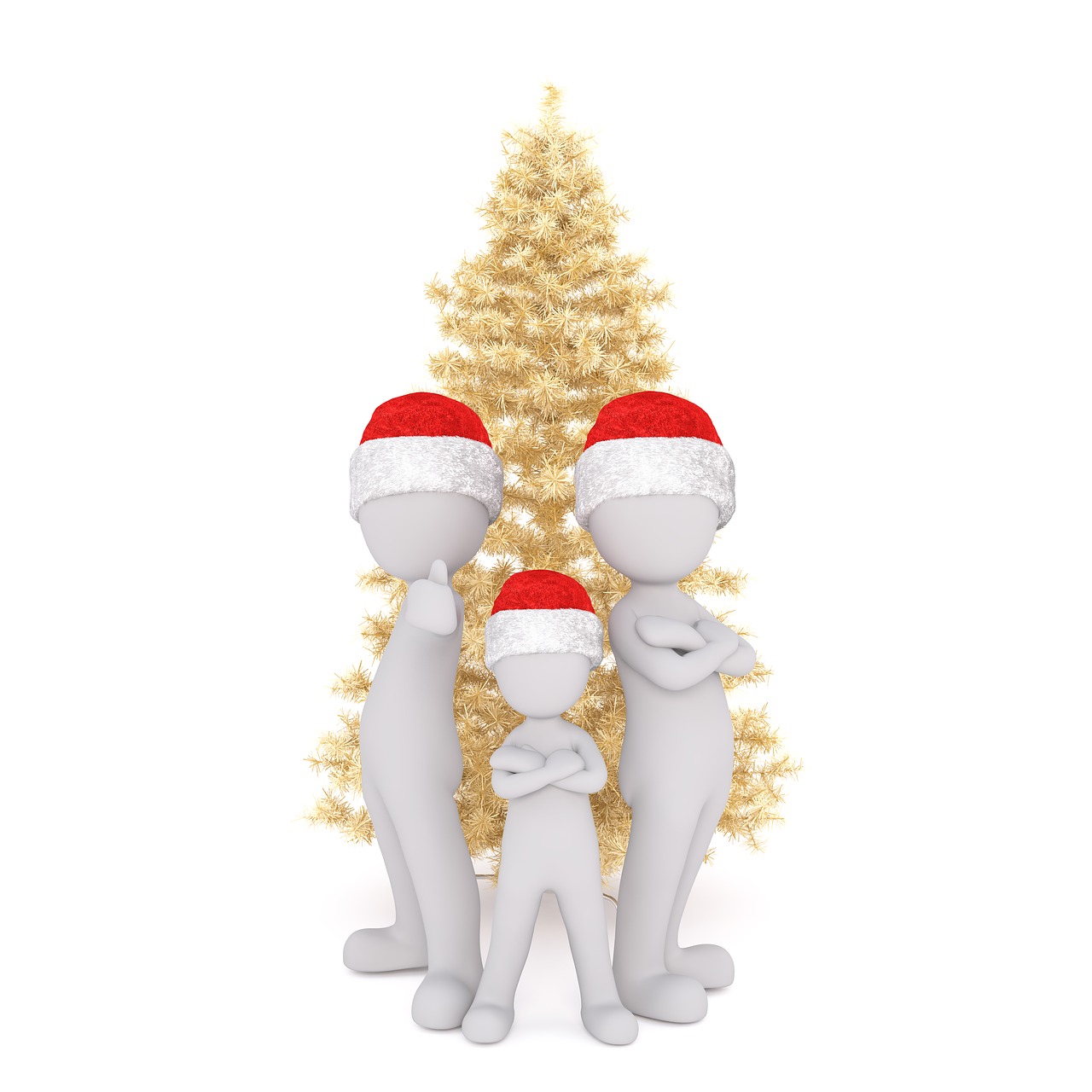 Kalėdos, Baltas Vyriškas, Viso Kūno, Santa Skrybėlė, 3D Modelis, Figūra, Izoliuotas, Auksinis, 3D, Šeima