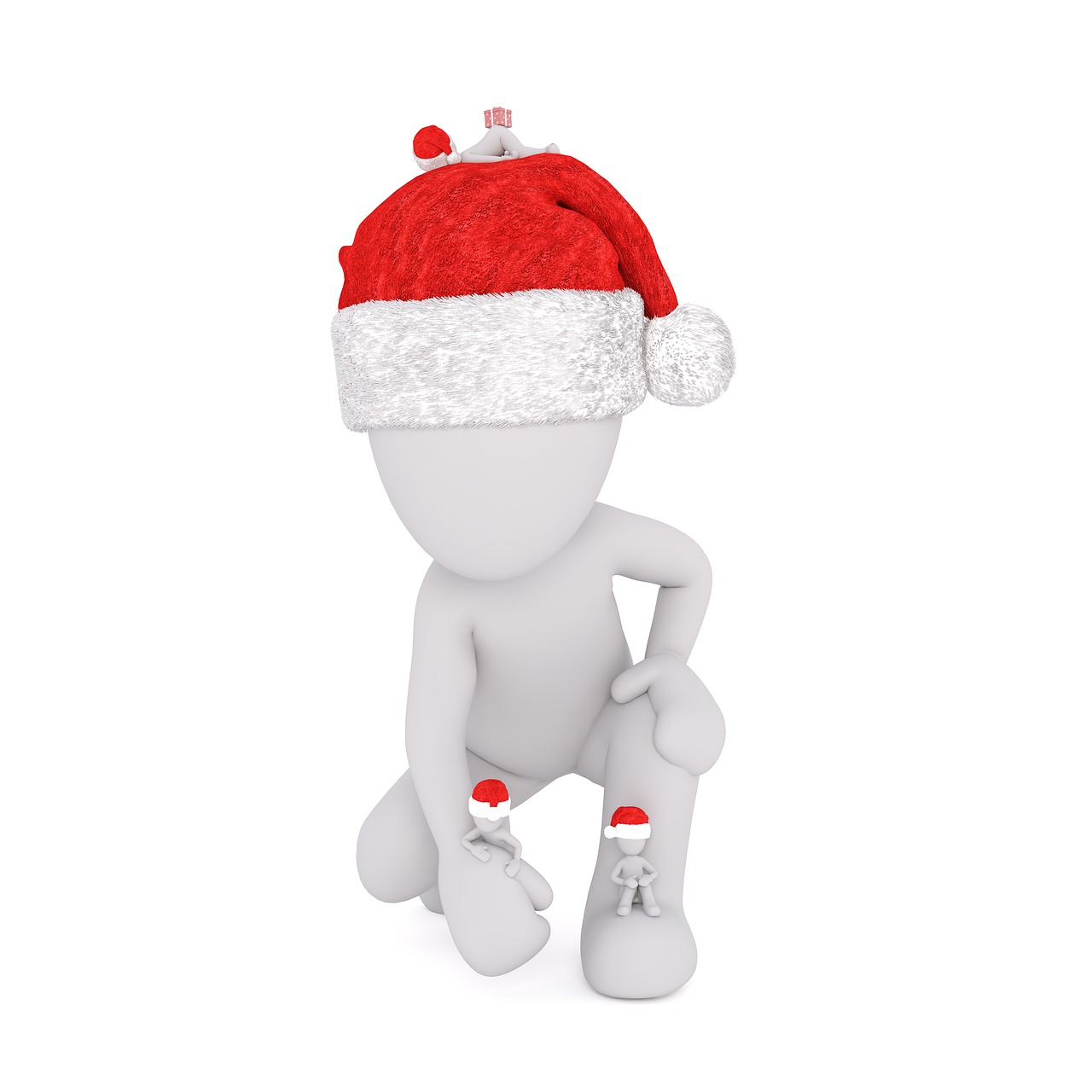 Kalėdos, Baltas Vyriškas, Viso Kūno, Santa Skrybėlė, 3D Modelis, Figūra, Izoliuotas, Dpn5, Imp, Kalėdų Elfai