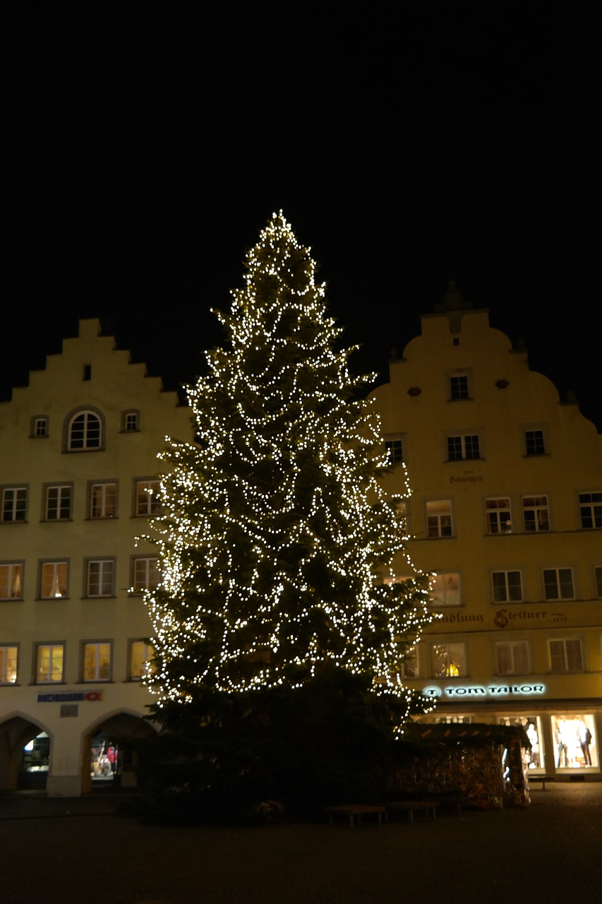 Kalėdos, Lichterkette, Medis, Apšvietimas, Lindau, Rotušės Aikštė, Centro, Kalėdų Eglutė, Eglė, Nemokamos Nuotraukos