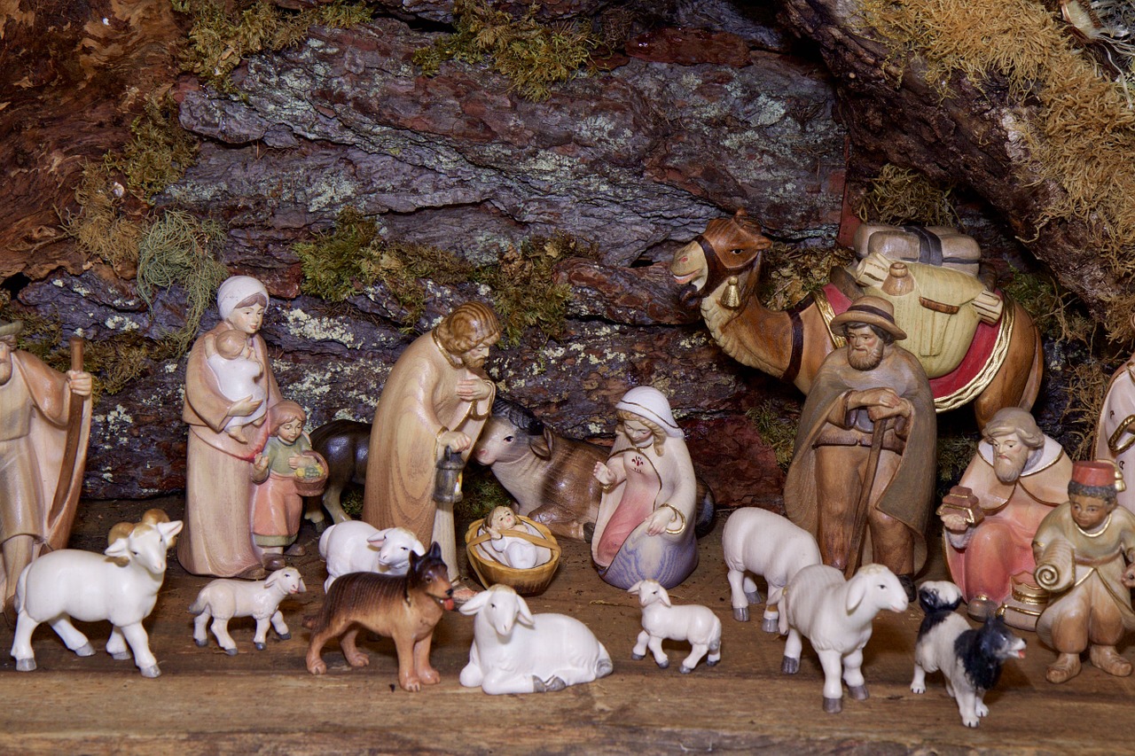 Kalėdų Kepurės Figūrėlės, Nativity Play, Vyras, Moteris, Vaikas, Marija, Avys, Šuo, Kupranugaris, Adventas