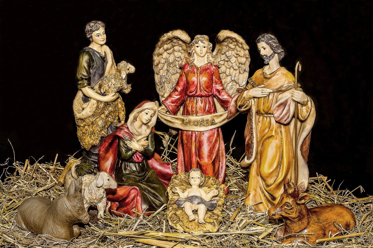 Kalėdų Kepurės Figūrėlės, Jėzaus Vaikas, Jėzaus Gimimas, Marija, Josefas, Jėzus, Piemenys, Angelas, Kareivystės Scenos, Skaičiai