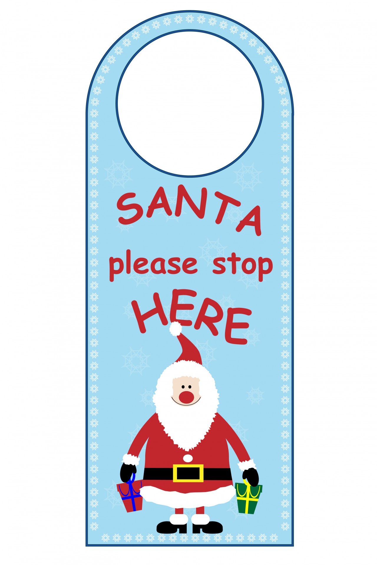 Santa here. Christmas Door Hanger. Santa stop here Printable Door Hanger. Door Hanger Design. Santa stop here for ... Printable Door Hanger.