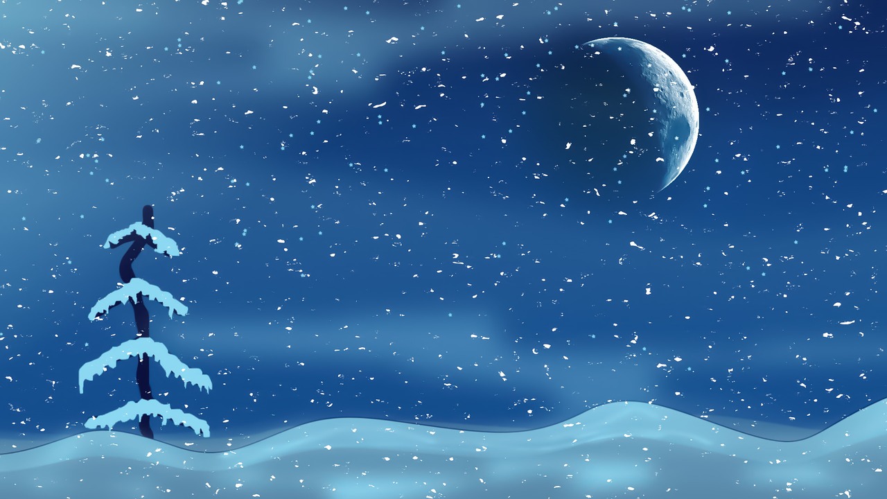 Kalėdų Naktis, Mėnulis, Medis, Sniegas, Fonas, Nemokamos Nuotraukos,  Nemokama Licenzija