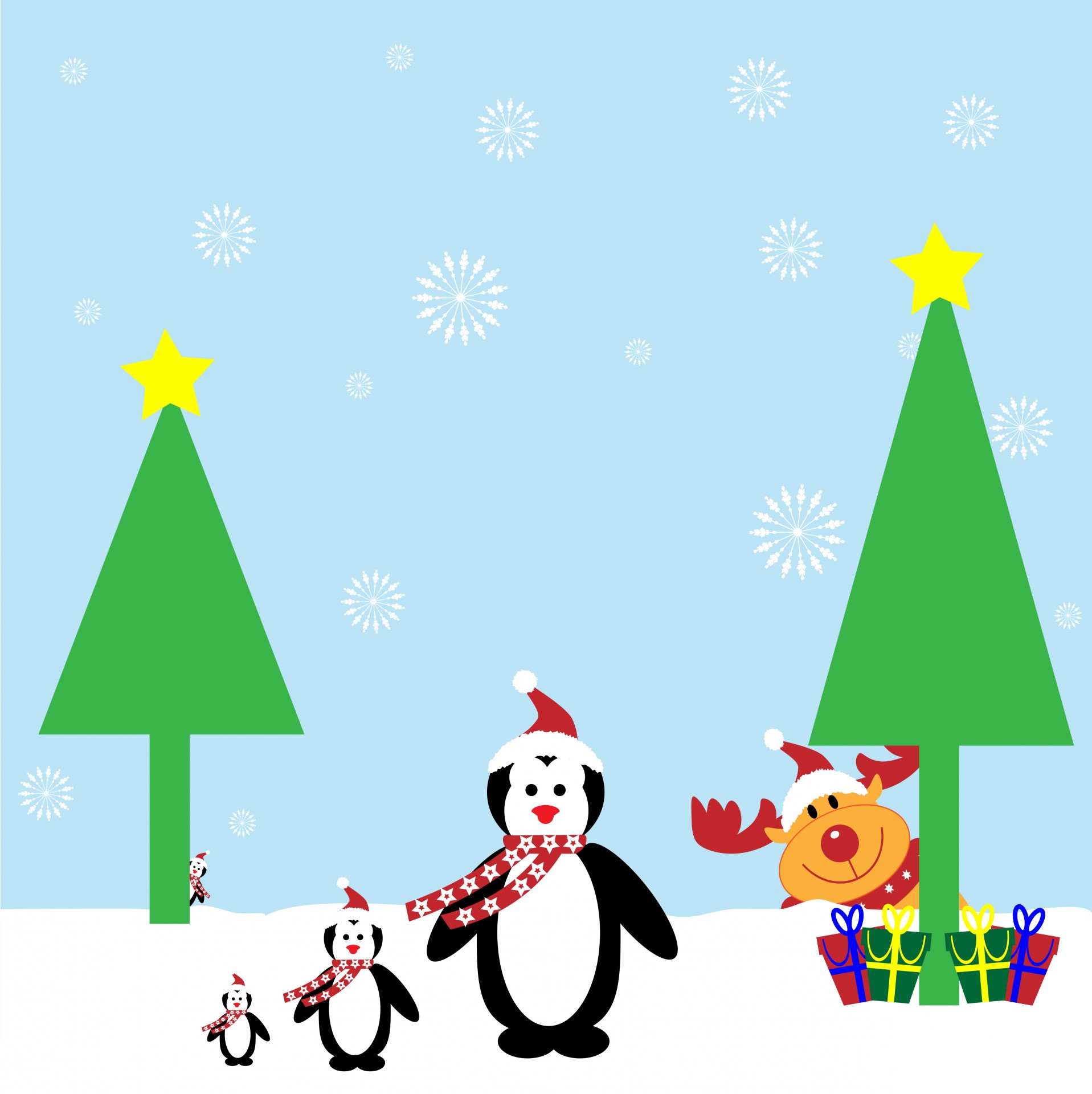 Kalėdos,  Pingvinas,  Pingvinas,  Šiaurės Elniai,  Kalėdos & Nbsp,  Medis,  Menas,  Snaigė,  Modelis,  Fonas