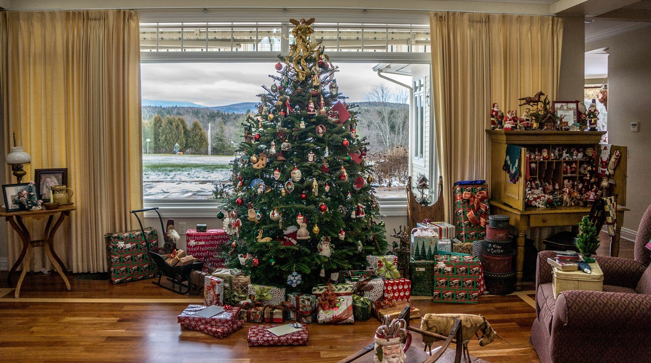 Kalėdų Eglutė, Tradicinis Dekoras, Namai, Vaizdas, Kaimas, Dekoruoti, Xmas, Žiema, Šventinis, Ornamentas