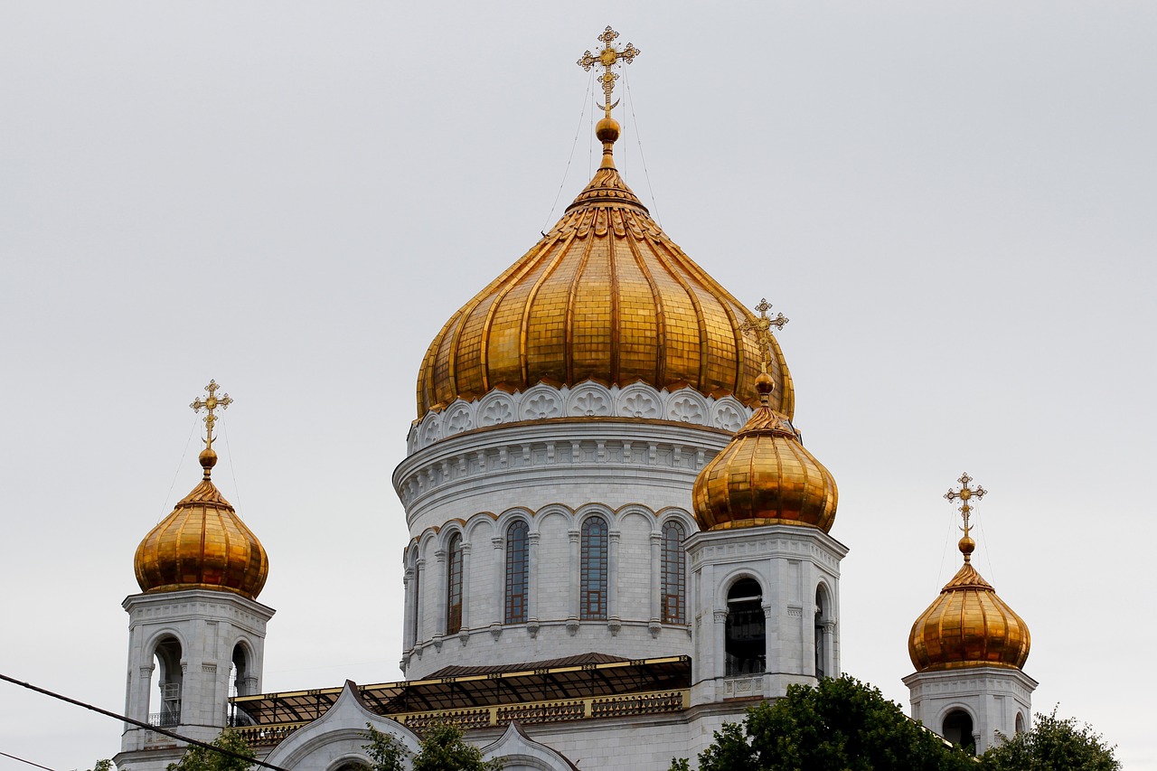 Bažnyčia, Auksinis, Kupolas, Rusija, Moscow, Ortodoksas, Rusų Ortodoksų Bažnyčia, Istoriškai, Vienuolynas, Bokštas