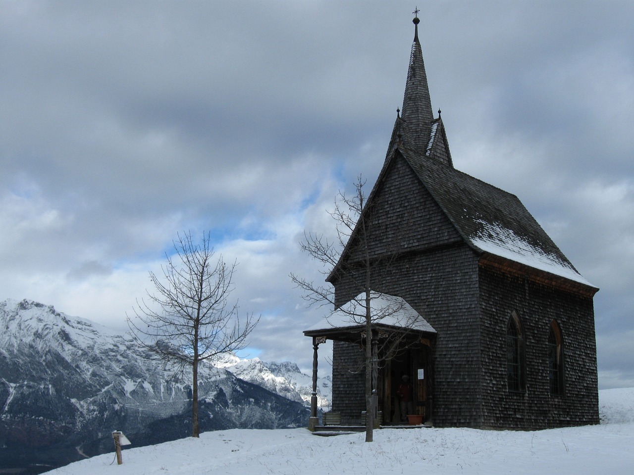 Bažnyčia, Žiema, Kalnai, Šaltas, Koplyčia, Tulfes, Tyrol, Austria, Debesuota, Sniegas