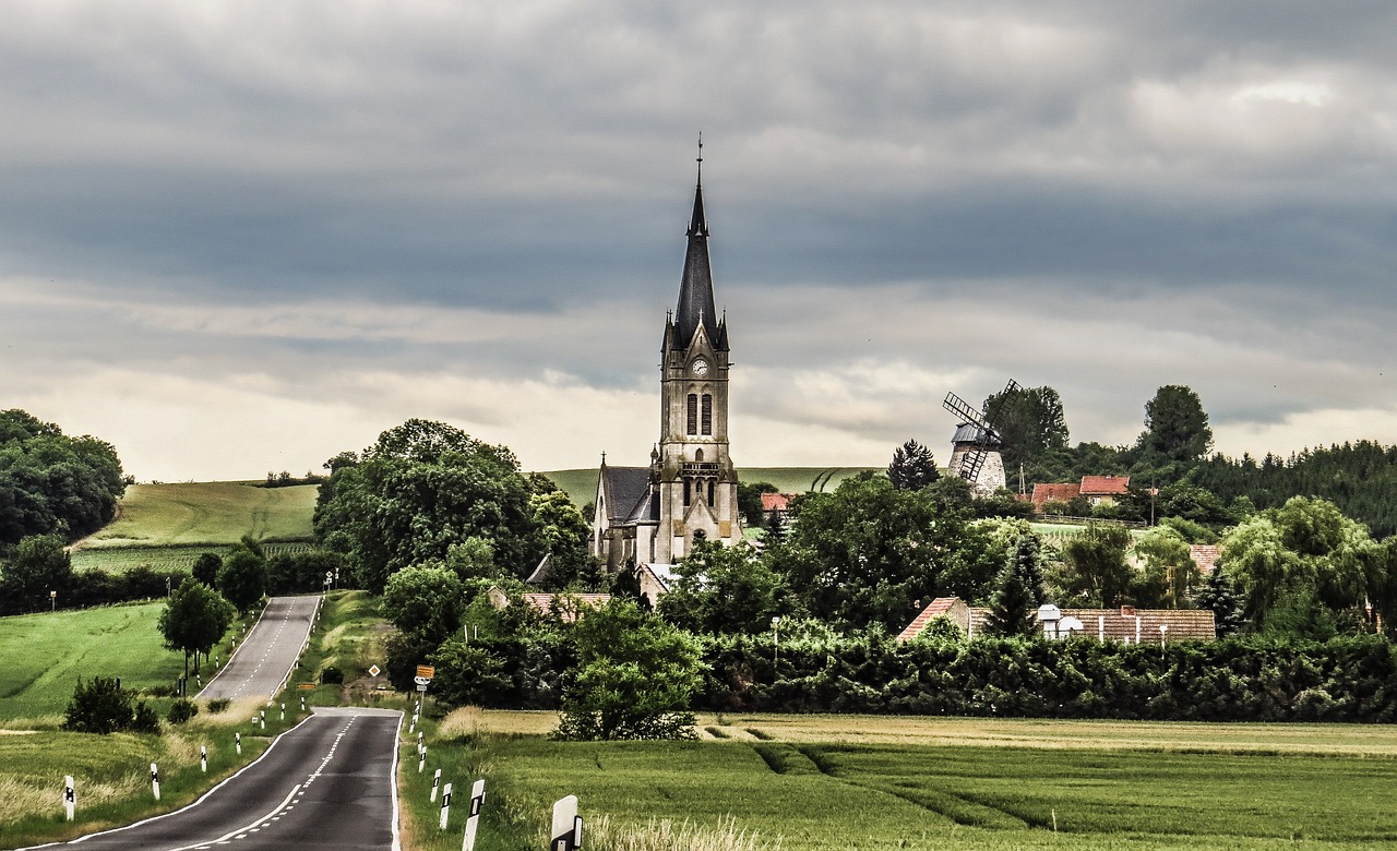 Bažnyčia, Vėjo Malūnas, Kelias, Senas, Senovinis, Nostalgija, Nemokamos Nuotraukos,  Nemokama Licenzija