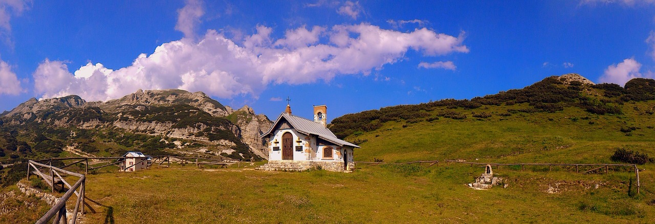 Bažnyčia, Kalnas, Kraštovaizdis, Prato, Dangus, Debesys, Scalorbi, Italy, Maži Dolomitai, Nemokamos Nuotraukos