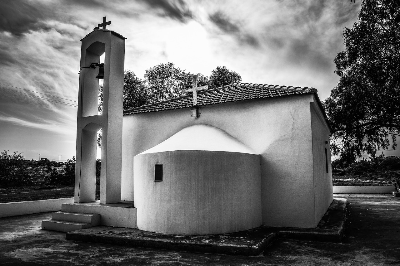 Bažnyčia, Ortodoksas, Krikščionybė, Religija, Architektūra, Dangus, Debesys, Dvasinis, Juoda Ir Balta, Kipras